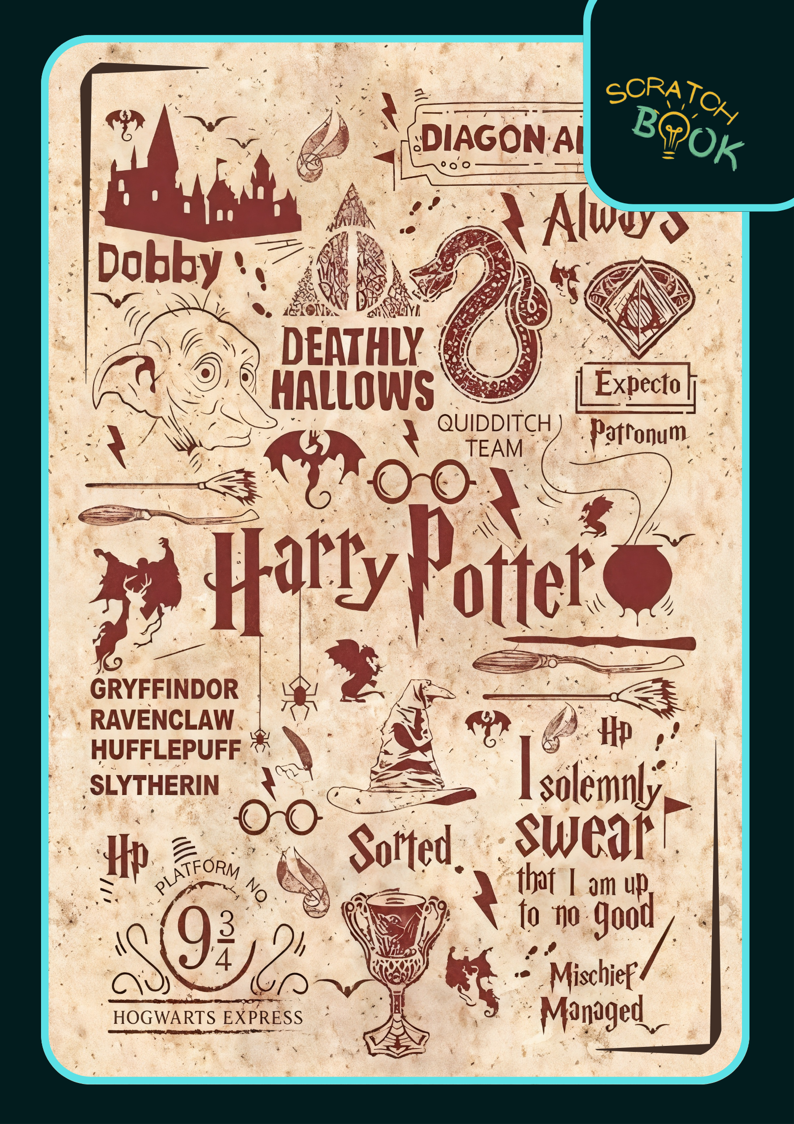 Harry Potter Print Scratch book spiral Notebook